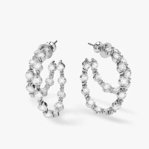 She's an Icon Double Hoops Silver with White Diamondettes